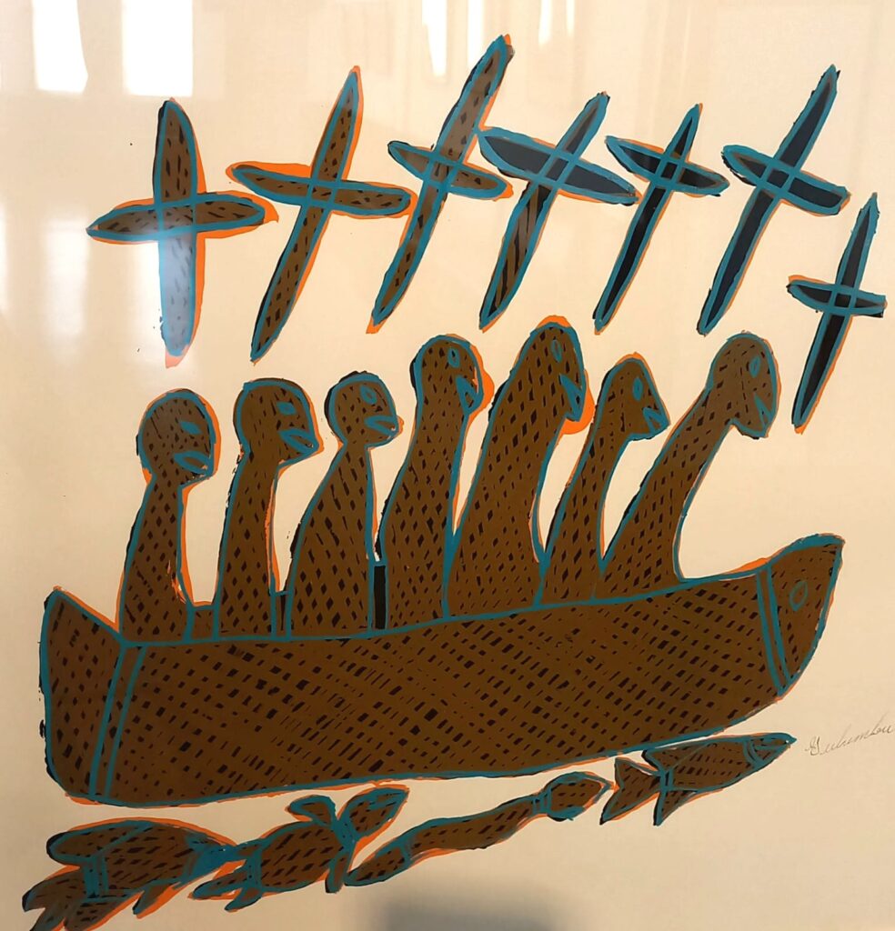 Wollongong Art Gallery Gulumbu Yunupingu, Seven Sisters, 2001, serigrafia arte aborigena