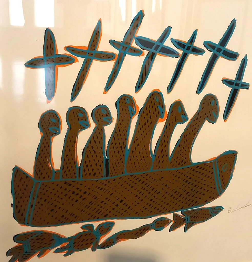 Wollongong Art Gallery Gulumbu Yunupingu, Seven Sisters, 2001, serigrafia arte aborigena